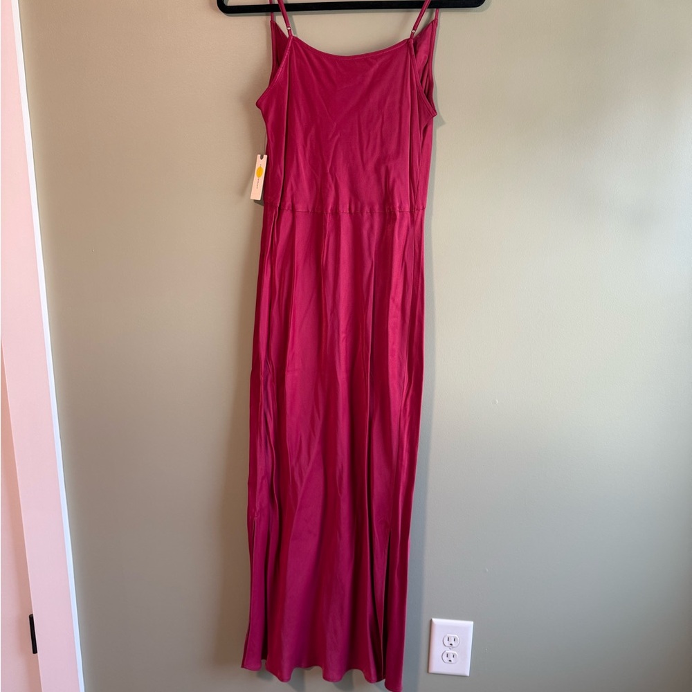 Raspberry Anthropologie Elyse Bias Slip Dress - Picture 5 of 7